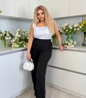 Брюки женские весенне-летние из турецкой креп-костюмки с высокой посадкой и карманами