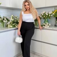 Брюки женские весенне-летние из турецкой креп-костюмки с высокой посадкой и карманами