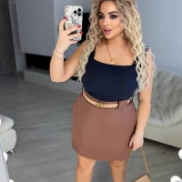 Шорты-юбка женские весенне-летние из турецкой креп-костюмки с высокой посадкой и поясом