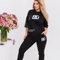 Костюм-двойка женский весенне-летний из французского трикотажа с вставками из экокожи