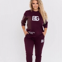 Костюм-двойка женский весенне-летний из французского трикотажа с вставками из экокожи