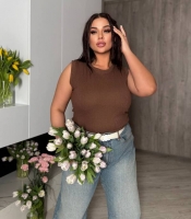 Майка женская из мустанг-рубчика базовая весенне-летняя