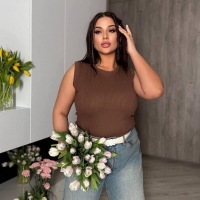 Майка женская из мустанг-рубчика базовая весенне-летняя