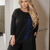 Женский костюм из двухнитки с асимметричной туникой и аппликацией "fashion" весенний  k-117966