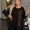 Женский костюм из двухнитки с асимметричной туникой и аппликацией "fashion" весенний  k-117969