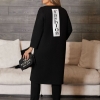 Женский костюм из двухнитки с асимметричной туникой и аппликацией "fashion" весенний  k-117970