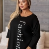 Женский костюм из двухнитки с асимметричной туникой и аппликацией "fashion" весенний  k-117970