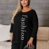 Женский костюм из двухнитки с асимметричной туникой и аппликацией "fashion" весенний  k-117970