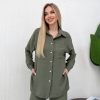 Костюм женский из креп-жатки свободного кроя с рубашкой и брюками для весенне-летнего сезона  k-118098