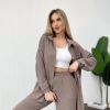 Женский костюм из креп-жатки свободного кроя с рубашкой и брюками для весенне-летнего сезона  k-118100
