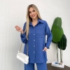 Женский костюм из креп-жатки свободного кроя с рубашкой и брюками для весенне-летнего сезона  k-118105
