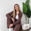 Женский костюм из креп-жатки свободного кроя с рубашкой и брюками для весенне-летнего сезона  k-118109