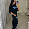 Костюм женский свободного кроя из двунитки с накатом футболка удлиненная и штаны весенне-летний  k-118120
