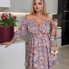 Платье женское из супер-софта с регулируемым вырезом и плечами с завязкой и рукавами на резинке весенне-летнее  k-118330