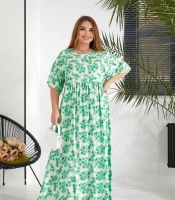 Платье-трапеция женское из штапеля с коротким рукавом и цветочным принтом весенне-летнее