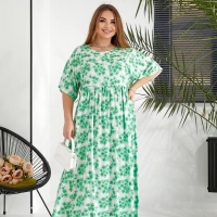 Платье-трапеция женское из штапеля с коротким рукавом и цветочным принтом весенне-летнее