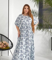 Платье-трапеция женское из штапеля с коротким рукавом и цветочным принтом весенне-летнее