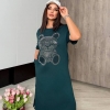 Платье прямого кроя женское из турецкой двунитки с разрезами и карманами украшенное стразами весенне-летнее  k-118413