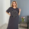 Платье прямого кроя женское из турецкой двунитки с разрезами и карманами украшенное стразами весенне-летнее  k-118414