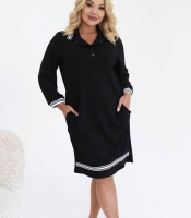 Платье-поло женское из креп-дайвинга с трикотажными вставками и декоративной планкой весенне-летнее