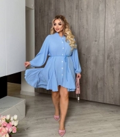 Платье женское свободного кроя с пуговицами из американского крепа весеннее летнее