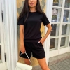 Костюм женский из рубчика: футболка и шорты в спортивном стиле весенне-летний  k-119141