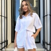 Костюм-двойка женский из креп-жатки: свободная рубашка и шорты летний  k-119328