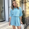 Костюм-двойка женский из креп-жатки: рубашка с шортами летний  k-119333