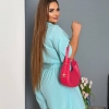 Комбинезон женский софт с поясом и пуговицами короткий свободного кроя весенне-летний  k-119417