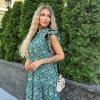 Платье женское короткое из шёлкового софта с цветочным принтом и оборками летнее  k-119483
