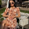 Платье женское из американского крепа с цветочным принтом свободного силуэта на кулиске летнее  k-119882