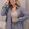Костюм женский летний из жатого льна с рубашкой и брюками прямого кроя на резинке  k-119985