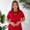 Костюм женский летний трикотажный из хлопка и двунитки с футболкой и шортами высокой посадки повседневный свободного кроя  k-120001