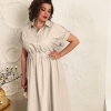 Платье-рубашка женское летнее из софт-коттона с коротким рукавом и эластичной резинкой по талии  k-120019