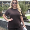 Костюм женский из турецкого хлопкового кулира: футболка и велосипедки (велотреки) летний  k-120027