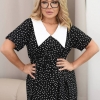 Платье женское короткое из турецкого софта с отстегивающимся воротником на шнурке с короткими рукавами в горох повседневное летнее  k-120090