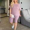 Костюм-двойка женский из двунитки с шортами летний  k-120435