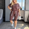 Костюм-двойка женский из двунитки с шортами летний  k-120436
