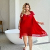 Домашний комплект женский из трикотажного кристалла и турецкого кружева с халатом летний  k-120504