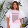 Костюм-двойка женский из кулирки с модным принтом и контрастной отделкой для прогулок и отдыха летний  k-120729