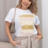 Костюм-двойка женский с футболкой из кулира и льняными брюками с высокой посадкой летний  k-120860