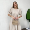 Платье-рубашка миди женское из костюмной ткани с пуговицами и коротким рукавом летнее  k-120905