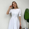 Платье-рубашка миди женское из костюмной ткани с пуговицами и коротким рукавом летнее  k-120907