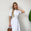 Платье-рубашка миди женское из костюмной ткани с пуговицами и коротким рукавом летнее  k-120907