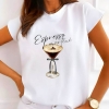 Футболка женская из софта и турецкой вискозы с авторским принтом "Espresso martini" летняя  k-121065