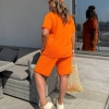 Костюм-двойка женский из двунитки с футболкой и шортами с декоративными разрезами летний  k-121132