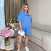 Костюм-двойка женский летний из кулира стрейч с надписью Milano свободный фасон футболки и шорт с высокой посадкой  k-121337