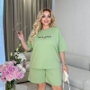 Костюм-двойка женский летний из тонкого кулира стрейч с принтом Milano свободный крой футболки и шорт с высокой посадкой  k-121342