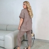 Костюм женский из кулира с эластаном варёнка(варка) двойка с футболкой и бриджами летний  k-121348