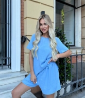 Костюм-двойка женский из креп-жатки свободного кроя летний